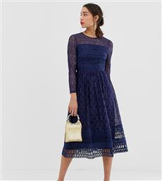 ASOS DESIGN Tall Premium lace midi skater dress in navy από το Asos