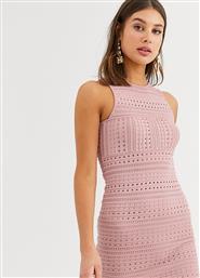 ASOS DESIGN Tall stitch detail stretch knit mini pencil dress-Pink από το Asos