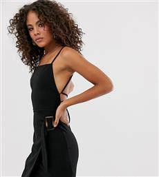 ASOS DESIGN Tall strappy back wrap mini dress with tortoise shell buckle-Black από το Asos