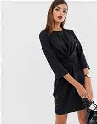 ASOS DESIGN tie wrap around mini dress-Black από το Asos