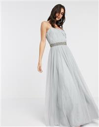 ASOS DESIGN tulle embellished waist cami maxi dress in silver blue-Multi από το Asos