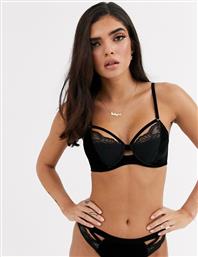 ASOS DESIGN Victoria velvet padded underwire bra with lace-Black από το Asos