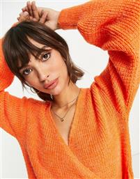 ASOS DESIGN wrap jumper in textured stitch in orange από το Asos
