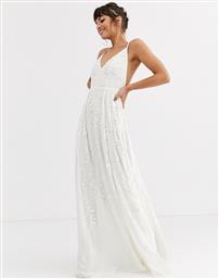 ASOS EDITION cami wedding dress with sequin and bead embellishment-White από το Asos