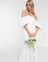 ASOS EDITION Chelsea off shoulder lace wedding dress-White από το Asos