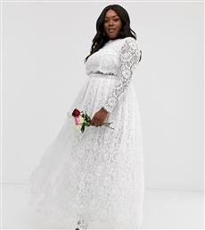 ASOS EDITION Curve Grace lace crop top wedding dress-White από το Asos
