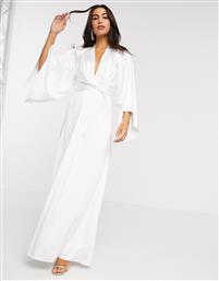ASOS EDITION extreme cape sleeve maxi wedding dress in ivory-White από το Asos