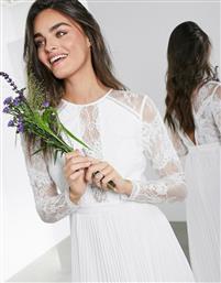 ASOS EDITION Iris long sleeve lace bodice maxi wedding dress with pleated skirt-White από το Asos