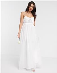 ASOS EDITION Louisa lace corset wedding dress with mesh skirt-White από το Asos