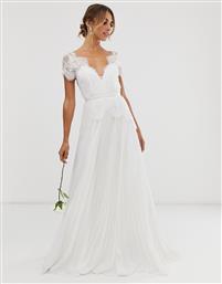 ASOS EDITION Sophia plunge lace wedding dress with pleated skirt-White από το Asos