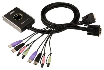 2-Port USB DVI/Audio Cable KVM Switch with Remote Port Selector Aten