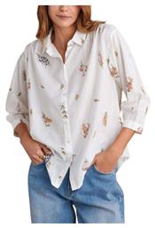 Μακρυμάνικο Γυναικείο Πουκάμισο White Floral Attrattivo