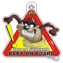 Σήμα Baby on Board με Βεντούζα Taz Κόκκινο Auto Gs