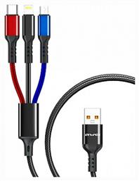 CL-971 Braided USB to micro USB / Type-C / Lightning Cable 2.4A Μαύρο 1.2m (x24785) Awei