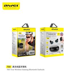 T60 In-ear Bluetooth Handsfree Ακουστικά με Θήκη Φόρτισης Μαύρα Awei