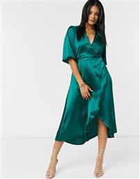 AX Paris kimono midi dress in green satin από το Asos