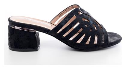 B-Soft Mules με Χοντρό Ψηλό Τακούνι σε Μαύρο Χρώμα - B Soft