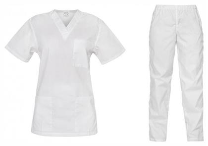 B-Well Cesare Σετ Ιατρικό Παντελόνι και Μπλούζα Unisex από Βαμβάκι και Πολυεστέρα Λευκό - B Well