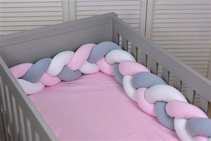 Baby Oliver Πάντα Πλεξούδα Design 125 White/Pink/Grey 18x200cm από το Mumlabs