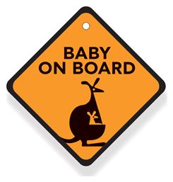 Σήμα Baby on Board με Βεντούζα Καγκουρό Πορτοκαλί Baby Wise
