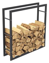 Μεταλλικό Ράφι Αποθήκευσης Ξύλων 100x25x100cm Μαύρο Bakaji