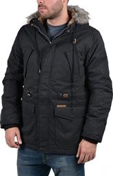 Basehit Jacket Detachable with Fake Fur on Hood Black από το Z-mall