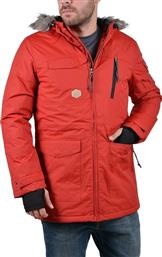 Basehit Long Jacket With Detachable Hood Red από το Cosmossport