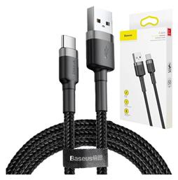Cafule Braided USB 2.0 Cable USB-C male - USB-A male Μαύρο 3m (CATKLF-UG1) Baseus