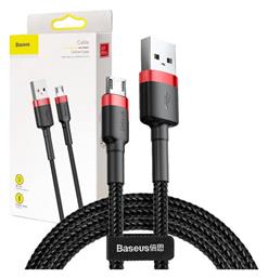 Cafule Braided USB 2.0 to micro USB Cable Μαύρο 3m (CAMKLF-H91) Baseus