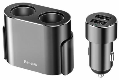High Efficiency 2in1 Φορτιστής Αυτοκινήτου με Θύρες 2xUSB-A 2xΑναπτήρα Baseus