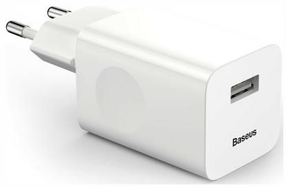 Φορτιστής Χωρίς Καλώδιο με Θύρα USB-A 24W Quick Charge 3.0 Λευκός (CCALL-BX02) Baseus
