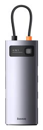 Metal Gleam Series 4-in-1 USB 3.0 Hub 4 Θυρών με σύνδεση USB-C Γκρι Baseus