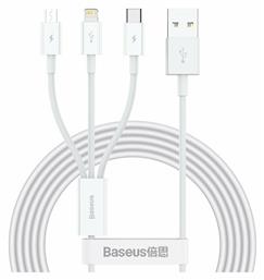 Superior Series Regular USB to Lightning / Type-C / micro USB Cable 3.5A Λευκό 1.5m (CAMLTYS-02) Baseus