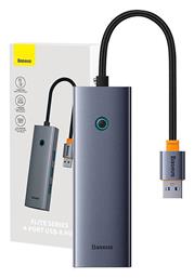 Ultrajoy USB 3.0 Hub 4 Θυρών με σύνδεση USB-A Γκρι Baseus