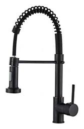 Μπαταρία Κουζίνας Πάγκου με Σπιράλ Μαύρη - Tradesor