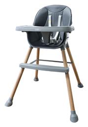Grow Καρεκλάκι Φαγητού 2 in 1 με Ξύλινο Σκελετό & Κάθισμα από Δερματίνη Γκρι Bbluv
