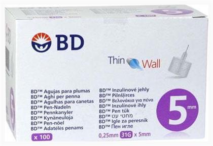 Thin Wall Βελόνες Ινσουλίνης 31G x 5mm 100τμχ BD