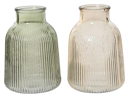Γυάλινο Βάζο Ριγέ 10 X 12 Cm Πράσινο Beauty Home