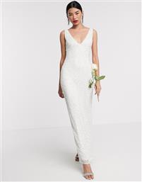 Beauut Bridal embellished sleek maxi dress in ivory-White από το Asos