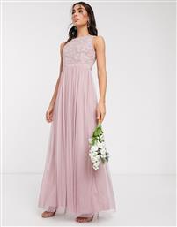 Beauut embellished maxi dress with pleated skirt in light pink από το Asos
