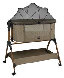 Λίκνο με Στρώμα, Πλαϊνό Άνοιγμα και Ρόδες Μπεζ Bebe Stars