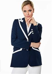 Bella P γυναικείο σακάκι με contrast λευκές λεπτομέρειες και flap τσέπες - 21.231.B01.114.301 - Μπλε Σκούρο από το Notos