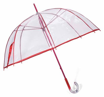 Ομπρέλα Βροχής με Μπαστούνι Transparent/Red Benzi