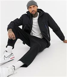 Bershka zip through jacket with hood in black από το Asos