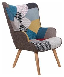 Μπερζέρα Maron Button 69x76x97cm Patchwork - Woodwell