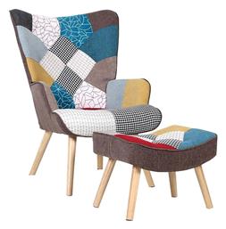 Μπερζέρα με Υποπόδιο Alma 69x76x97cm - Woodwell