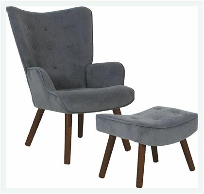 Μπερζέρα με Υποπόδιο Alma 69x76x97cm Γκρι - Woodwell