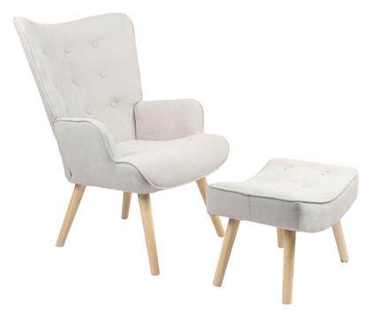 Μπερζέρα με Υποπόδιο Vivienne 75x69x96cm Ανοιχτό Γκρι-φυσικό - Pakketo