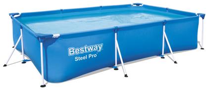 Steel Pro Πισίνα PVC με Μεταλλικό Σκελετό & Αντλία Φίλτρου 300x201x66εκ. Μπλε Bestway
