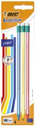 Evolution Stripes Σετ Μολύβια HB με Γόμα 3τμχ Bic